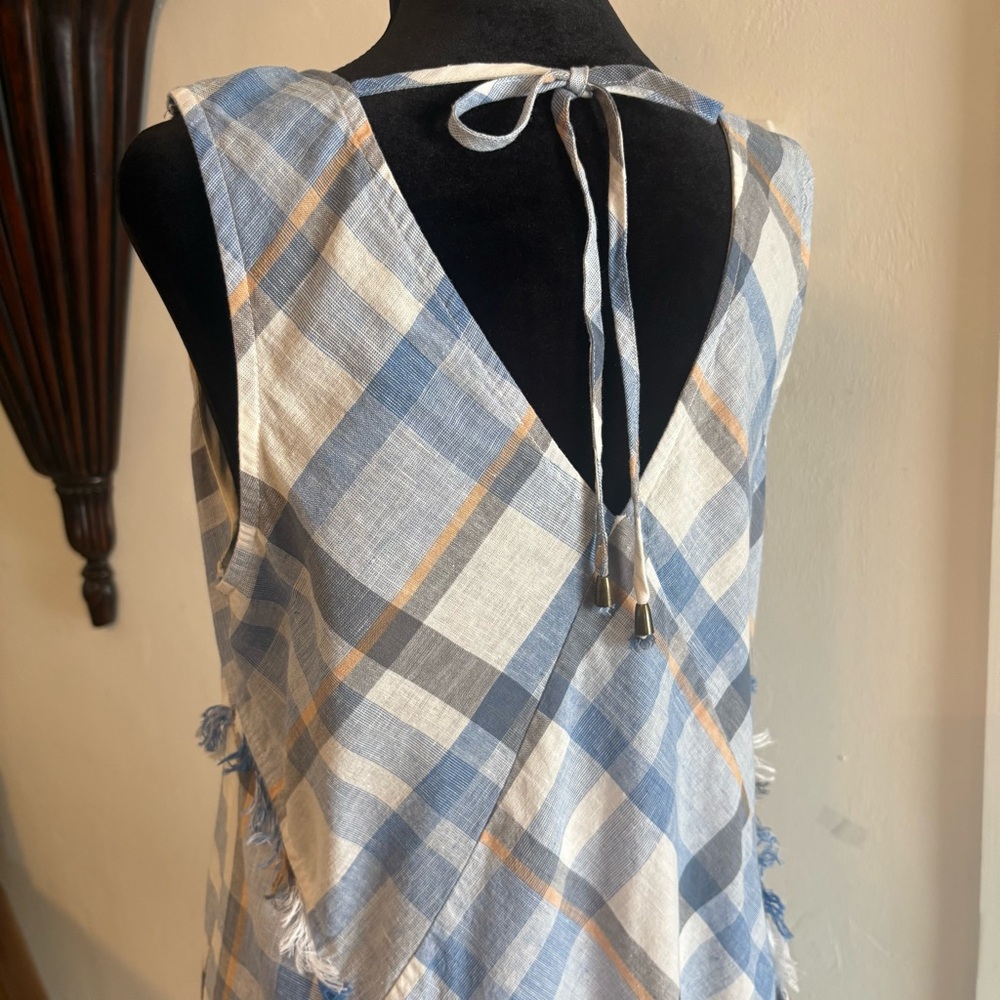Doe & Rae Blue & White Plaid Sleeveless Swing Dress! Beautiful! Cotton blend. M - Picture 7 of 14
